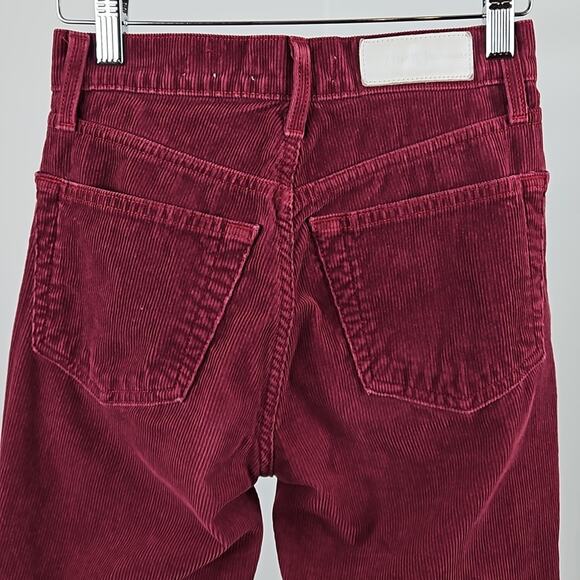 Re/Done Originals High Rise Straight Cropped Corduroy Jeans Burgundy | Women 24 - Picture 5 of 15